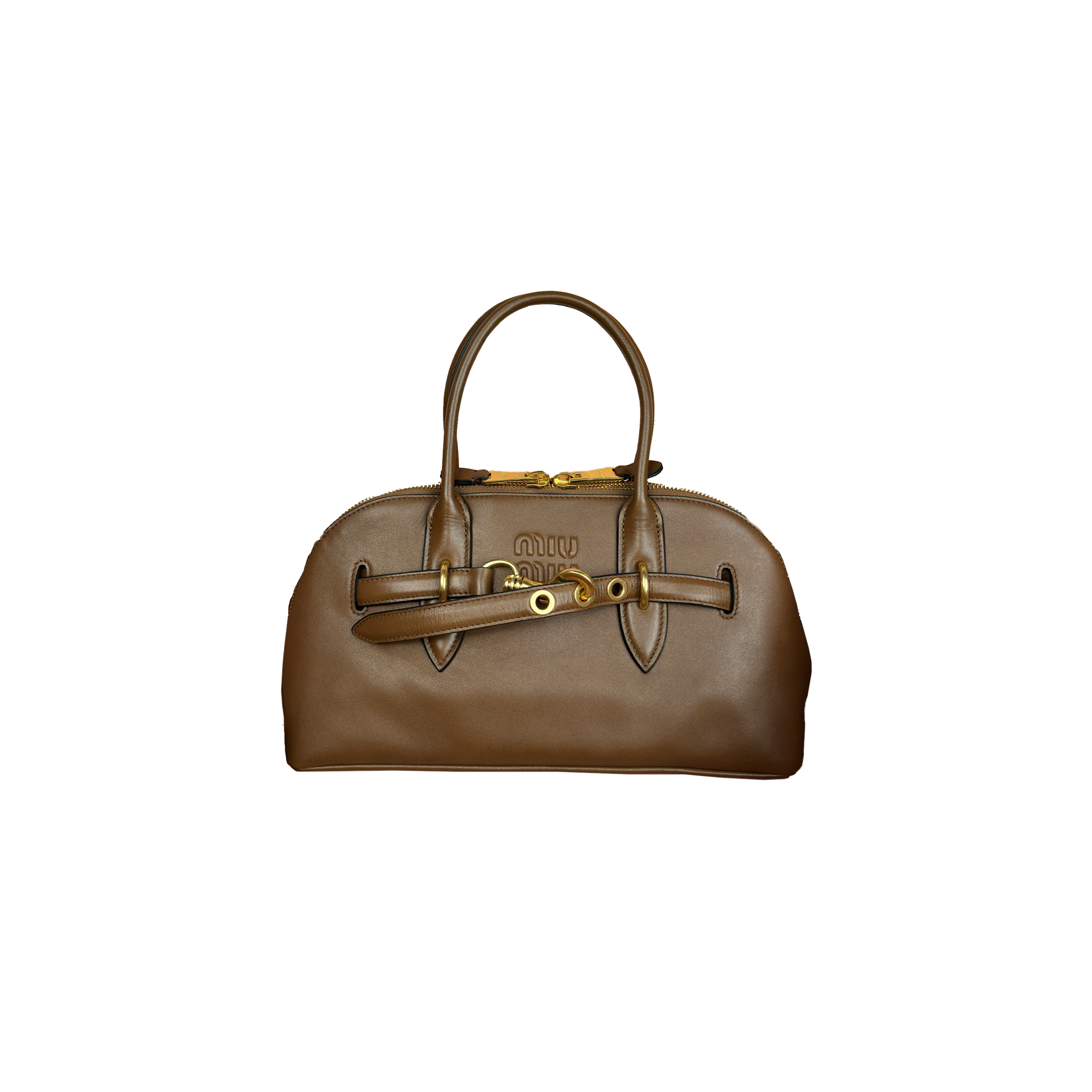 MIU MIU AVENTURE NAPPA LEATHER BROWN HANDBAG 5BB168 (33*17*11cm)